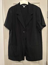 Sag Harbor Womens Short Sleeve Blazer Black Size 14 Button Front Pockets