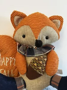 Fox Door Window Stopper Plush HAPPY FALL Orange 9” Decorative Stuffed Animal - Picture 1 of 5