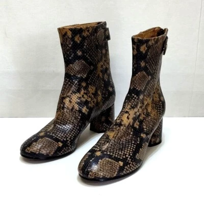 Joie Vero Cuoio Ramet Leather Python Ankle Boots Womens EUR 40 US 9.5 Block Heel - Image 1 of 4