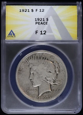 1921-P $1 Peace Silver Dollar ANACS F 12 | High Relief - Image 1 of 4