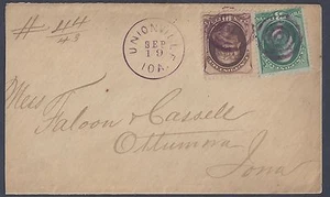 US 1870s REGISTRY COVER UNIONVILLE IOWA VIOLET TARGET CANCELS ON 3c & 10¢ BANK - Picture 1 of 1