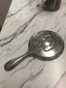 ANTIQUE HALLMARKED STERLING SILVER LARGE hand MIRROR LOOK - Picture 1 of 14
