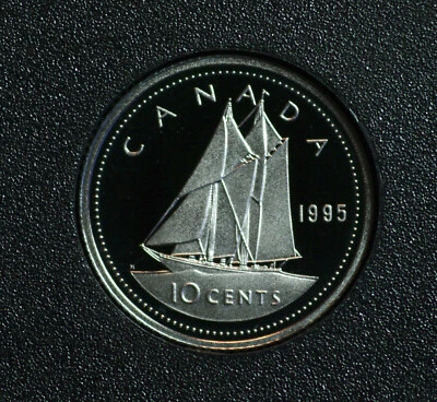 1995 Canada 10 cent Classic Bluenose design proof from set: nickel - Image 1 of 2