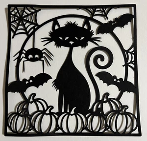 Pieza de papel con marco de gato negro de Halloween hecha a mano para álbumes de recortes, fabricación de tarjetas - Imagen 1 de 6