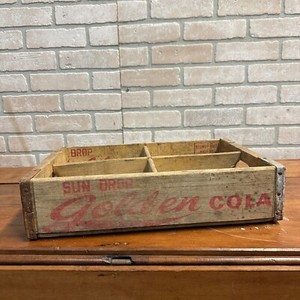 Vintage Sun Drop Golden Cola Advertising Wooden Crate Carrier Sparta Wis