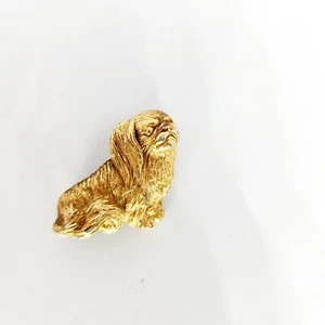 Spilla vintage Trifari tono oro cane pelo lungo pechinese cocker spaniel animale domestico - Foto 1 di 5