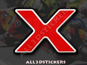3D Stickers Resin Domed LETTER X - Color Red - 75 mm(3 inches) Adhesive Decal - Picture 1 of 1