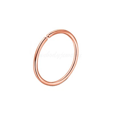 20G 18G 1/4" 5/16" 3/8" Gold Plated on Steel Seamless Nose Hoop Ear Tragus Ring - Image 1 of 3
