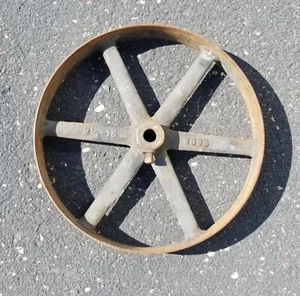 Vintage industrial Cart steampunk cast iron 15" Hit Miss Engine Wheel, flywheel - Picture 1 of 11
