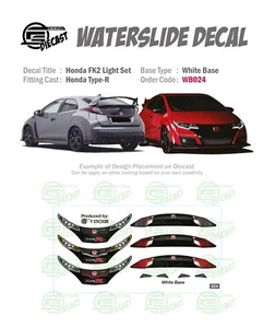 WB 024 WHITE BASE Waterslide Decals Honda FK2 Light Set For Custom 1:64 Diecast - Picture 1 of 4