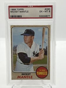 1968 Topps Baseball #280 Mickey Mantle PSA 6 EX-MT HOF NY Yankees