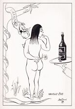 Martini Reklame Werbung Ad Eva Eve Cocktail Zeichnung dessin J. Doré 1952