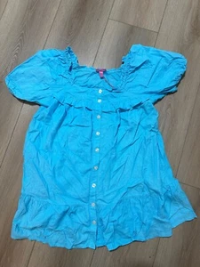 Stoney Clover Lane x Target Dress Womens Blue Pockets Tier Ruffle Baby Doll Sz M - Picture 1 of 7