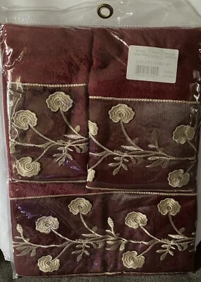 ¡NUEVO! Popular Juego de Toallas Baño, Ombre-Rosa Borgoña 3 Piezas, Algodón Foto 1 de 4