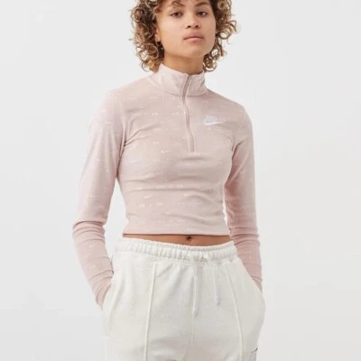 Nike Air Velour Light Quarter Cremallera Terciopelo Recortado Activo Sudadera Rosa - Talla L Foto 1 de 4