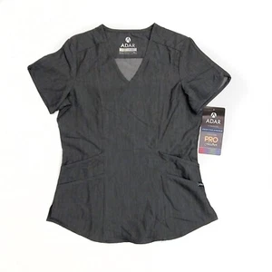 Adar Women's Pro Heather Gray Scrub Top Size XS Tailored Fit Spandex Stretch - Picture 1 of 11