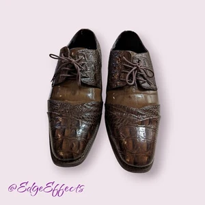 Scarpe eleganti antiscivolo con lacci da uomo Bolano Bandit marrone stampa coccodrillo taglia 11 - Foto 1 di 8