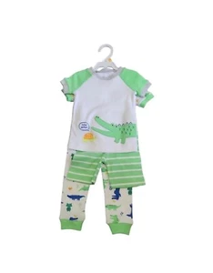 Little Me Pajamas Baby Boys 12 Months Green White Blue Crocodile Pajama Set - Picture 1 of 2