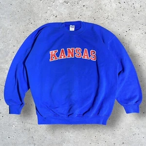 University Of Kansas Jayhawks Crewneck Sweatshirt Gr. XL Blau College Spell Out - Bild 1 von 15