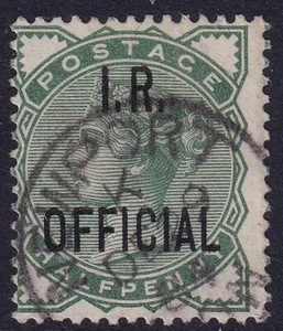 GB QV SGO1 ½d Green inland revenue Official - fine used with CDS - Picture 1 of 2