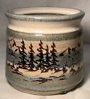 Vintage Studio Art Pottery Pot Forest Mountains Signed