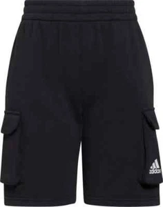 ADIDAS BOYS ELASTIC WAISTBAND BIG MOOD CARGO SHORTS BLACK SIZE SMALL 8 NWT - Picture 1 of 1