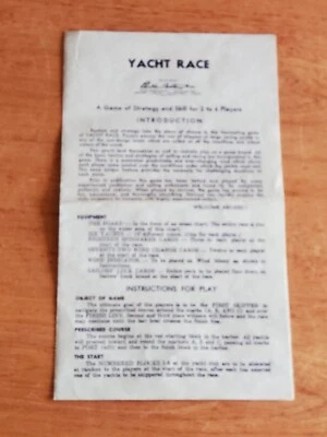 Juego de mesa Parker Brothers Yacht Race 1961 vintage instrucciones originales solo O4 Foto 1 de 4