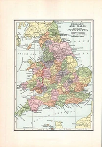 1937 Vintage Atlas Map Page - England and Wales map on one side and British I... - Picture 1 of 2