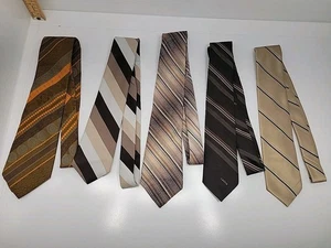 Corbatas para hombre vintage poliéster marrones bronceados defectos menores Lanvin Marquis Jackman etc. - Imagen 1 de 4