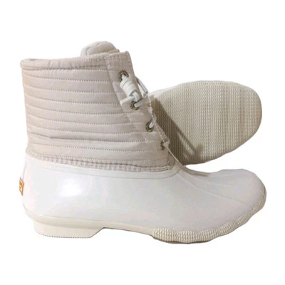 Sperry Saltwater Nylon Duck Boots Women's Size 10 Ivory Water Resistant - Image 1 of 4