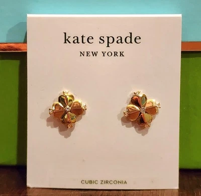 ¡NUEVO! Aretes de trébol de flores legado oro y circonita cúbica KATE SPADE NEW YORK Foto 1 de 3