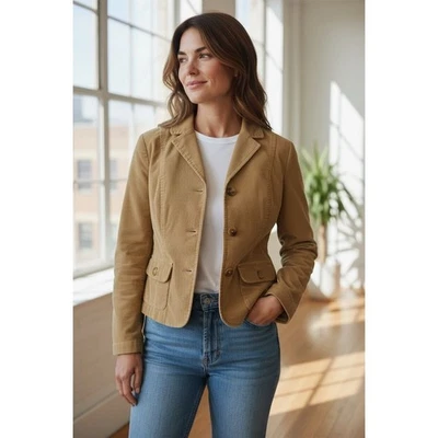 Chaqueta Blazer Talbots Mujer Petite Pana Marrón Talla 10 Elástica Academia Clásica Foto 1 de 4