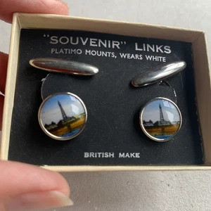 Vintage Blackpool Tower Cufflinks Chain-linked, new in box - benefits Charity - Picture 1 of 8