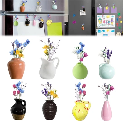 8 Stück Mini Vase Magnet Kühlschrank Bud Vasen Magnetisch Dekorative Kühlschrank - Bild 1 von 4