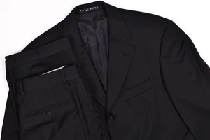 Hugo Boss Einstein/Omega 110s Black 3-Button Suit 42R Pleated Cuffed Pants 30x30 - Picture 1 of 18
