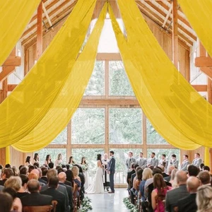 Ceiling Drapes for Parties Gold Drape for Wedding Arch 6 Panels 5FTx10FT Chif... - Picture 1 of 7