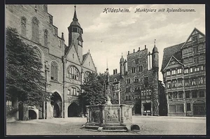 Hildesheim, Marktplatz mit Rolandbrunnen, Ansichtskarte  - Picture 1 of 2
