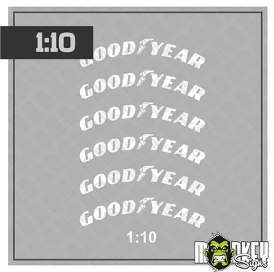 Reifenbeschriftung 1:10 Goodyear RC LKW freistehend Aufkleber Truck Cars Drifter - Bild 1 von 2