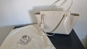 Ralph Lauren Cream Shiny Leather Tote Bag Handbag Large - Picture 1 of 24