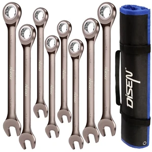 Set di chiavi a cricchetto grandi 8 pezzi | Set di chiavi combinate metriche e SAE | Nic... - Foto 1 di 7