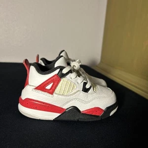 Nike Air Jordan 4 Retro Red Cement White Size 7C Toddler BQ7670-161 - Picture 1 of 7
