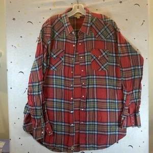 Big Mac rot blau kariert XXLXT X-Tall Herren Langarm Flanell Perlen Knöpfe - Bild 1 von 15