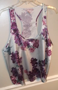 Victoria’s Secret Gray Purple Floral Racerback Polyester Cami Tank Size XL EUC - Picture 1 of 4