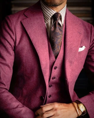 100 % cachemir 3 piezas trajes de hombre formales graduación chaqueta negocios ropa de trabajo fiesta esmoquin Foto 1 de 4