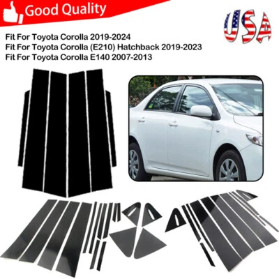 For Toyota Corolla E210 19-2023 Black Pillar Post Side Window Door Trim Decal Foto 1 de 4
