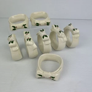 8 Ceramic Christmas Bow Napkin Rings Vintage Holders Table Decor - Bild 1 von 21