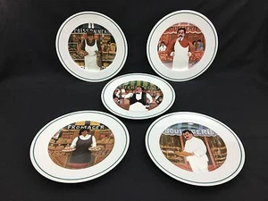 Williams Sonoma GUY BUFFET L'Etalage SHOPKEEPERS Dessert Plates SET OF 5 - Picture 1 of 12