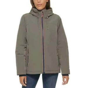 CHAQUETA MUJER TOMMY HILFIGER CON CAPUCHA CREMALLERA COMPLETA FORRADA GRIS TALLA GRANDE (14-16) NUEVA - Imagen 1 de 4