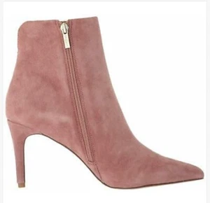 Steve Madden SUEDE Ankle BOOTS Pointed Toe Heeled BOOTIES Mauve Pink 7M - Picture 1 of 8
