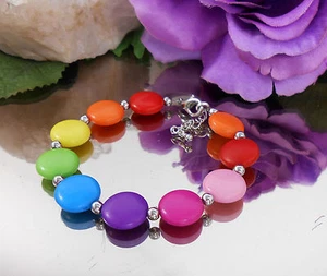 Trendy Armband Regenbogen Bunte Scheiben Perlen - Bild 1 von 4